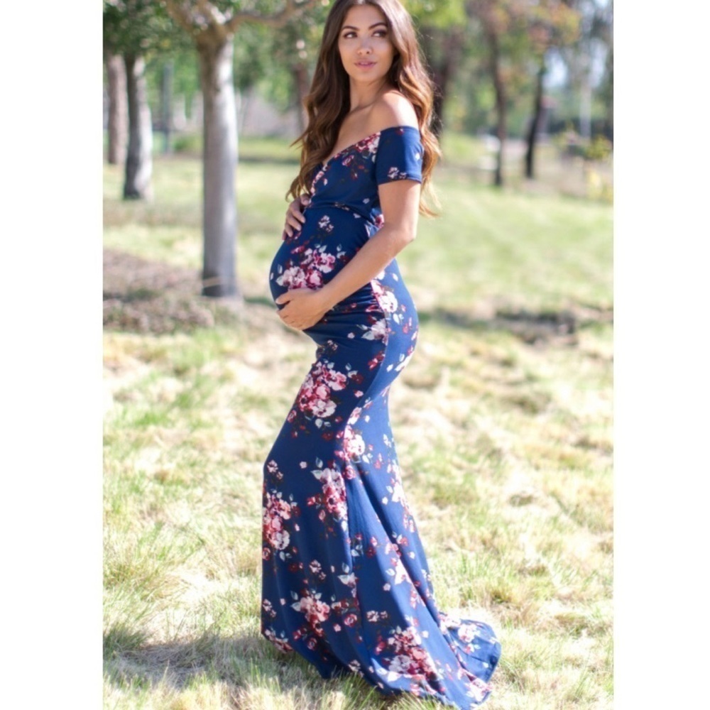 PinkBlush floral maxi Maternity dress plus size